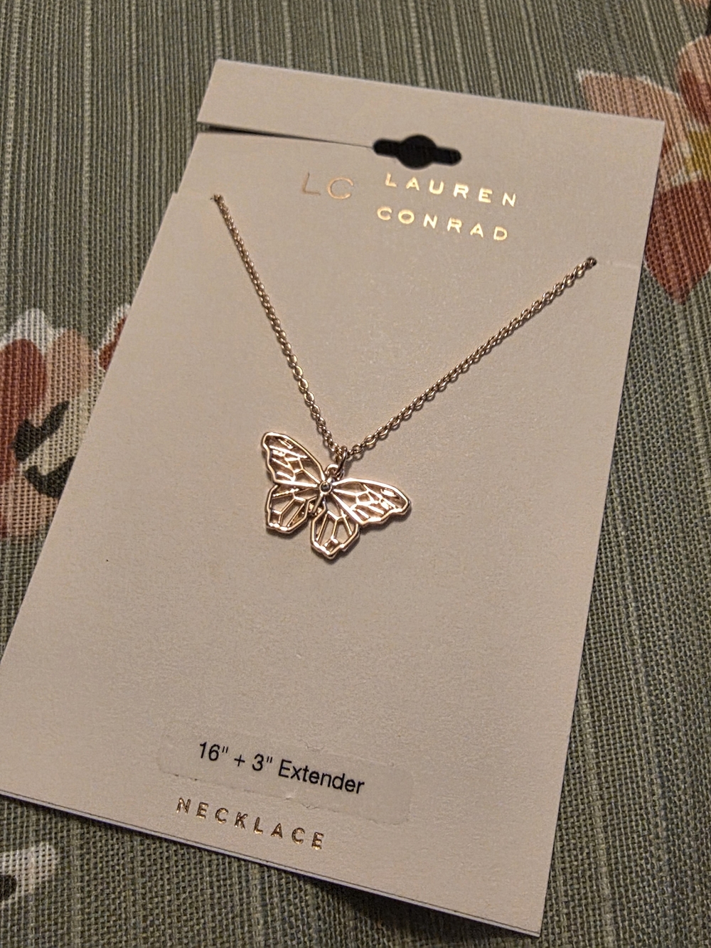 NEW LC Lauren Conrad Rose Gold Butterfly Outline Pendant Necklace